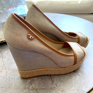 Tory Burch Peep Toe “Majorca” Espadrille Wedge